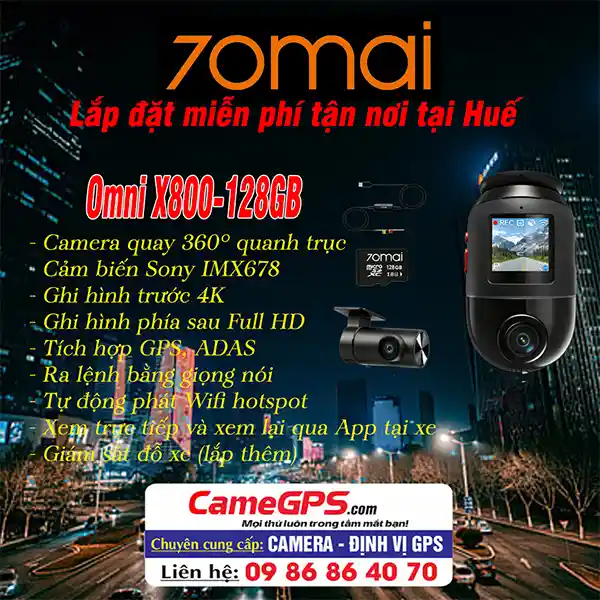 Camera hành trình 70mai Omni X800 4K lắp đặt thực tế tại Huế