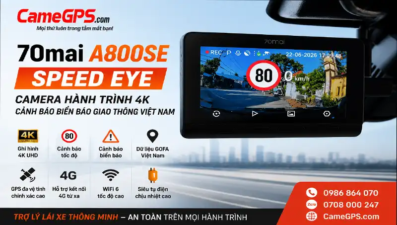 70mai A800SE SpeedEye camera hành trình 4K cảnh báo giao thông Việt Nam