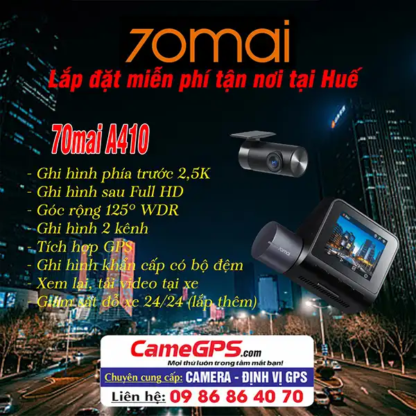 Camera Hành Trình 70mai A410 Chính Hãng Tại Huế – Ghi Hình Trước Sau 2.5K