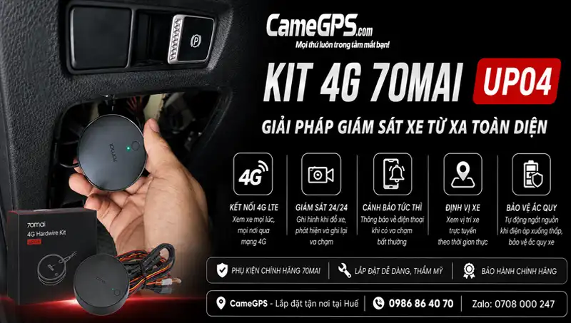 Kit 4G 70mai UP04 chính hãng hỗ trợ giám sát xe từ xa qua điện thoại tại Huế