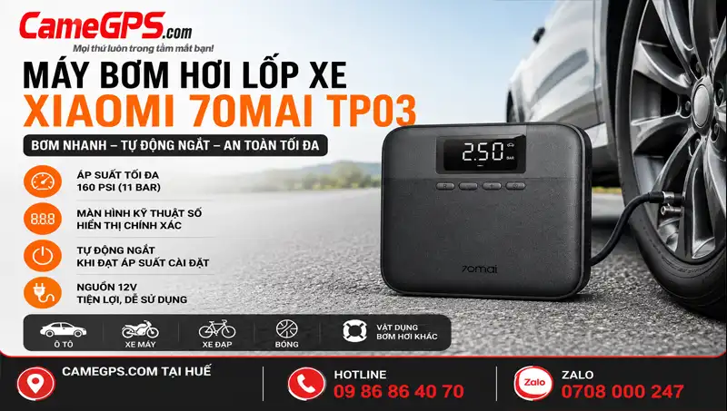 Máy Bơm Hơi Lốp Xe Xiaomi 70Mai TP03 Chính Hãng | CameGPS Huế