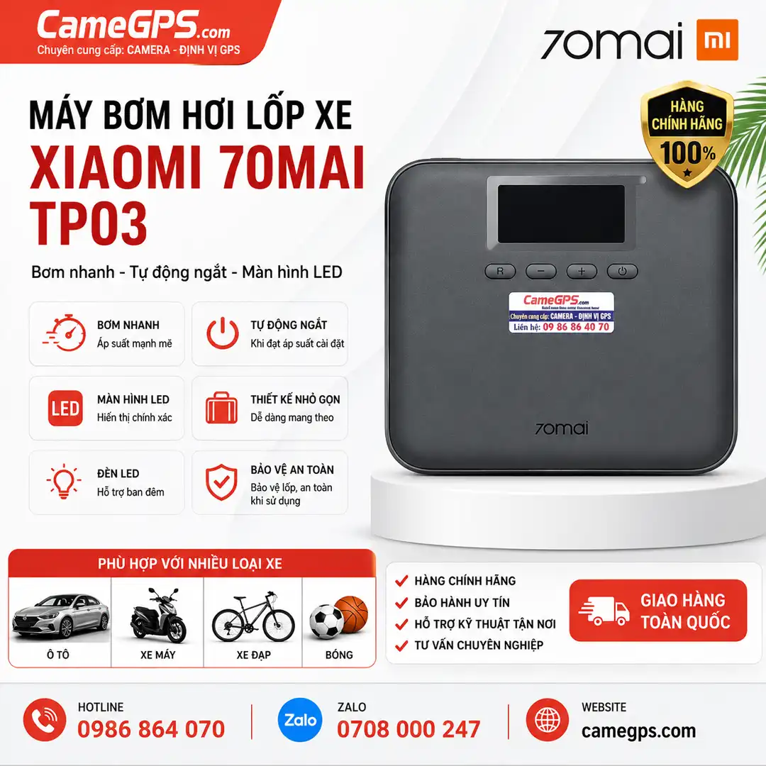 Máy bơm hơi lốp xe Xiaomi 70Mai TP03 chính hãng tại Huế