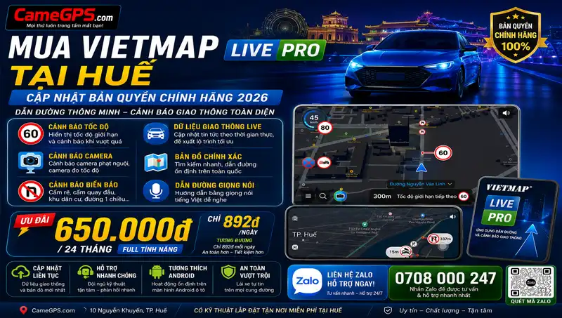 Mua Vietmap Live Pro tại Huế chính hãng CameGPS